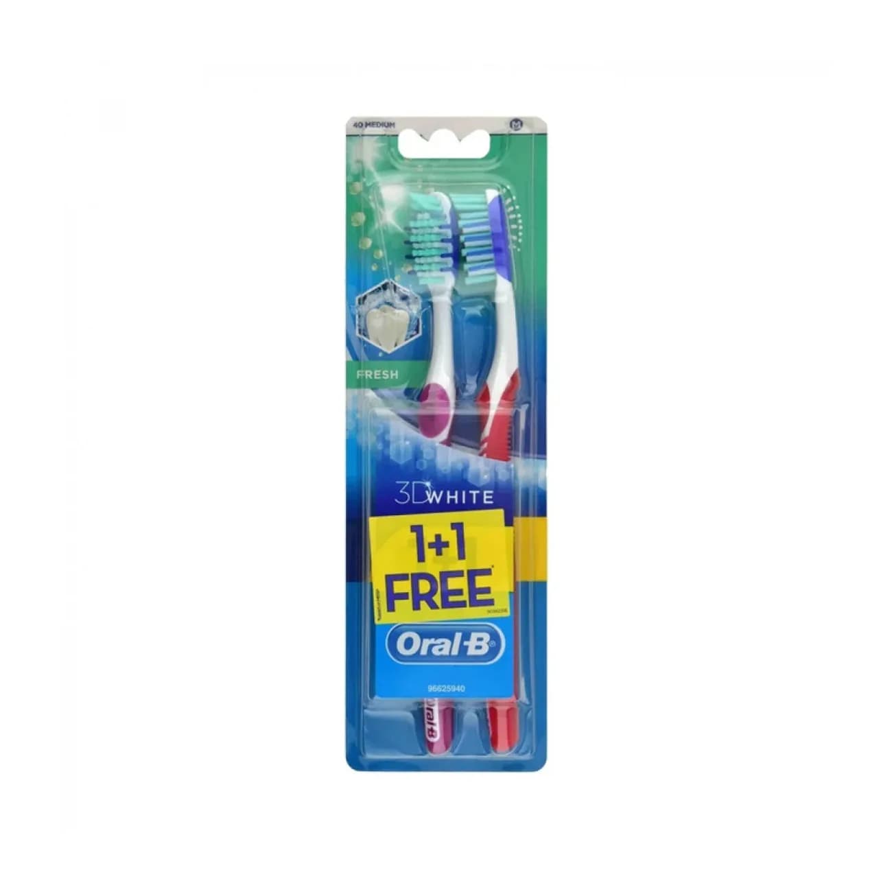 Oral-B 3D White Fresh Toothbrush Medium 40 (1+1 Free)