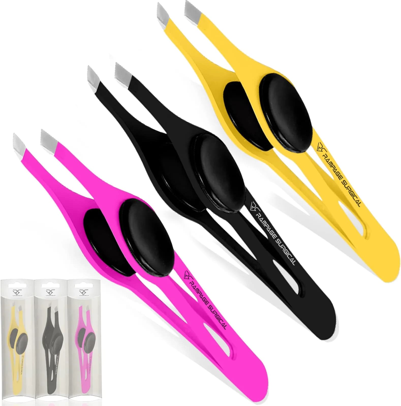 Or Bleu Non-Slip Grip Slant Tip Tweezers