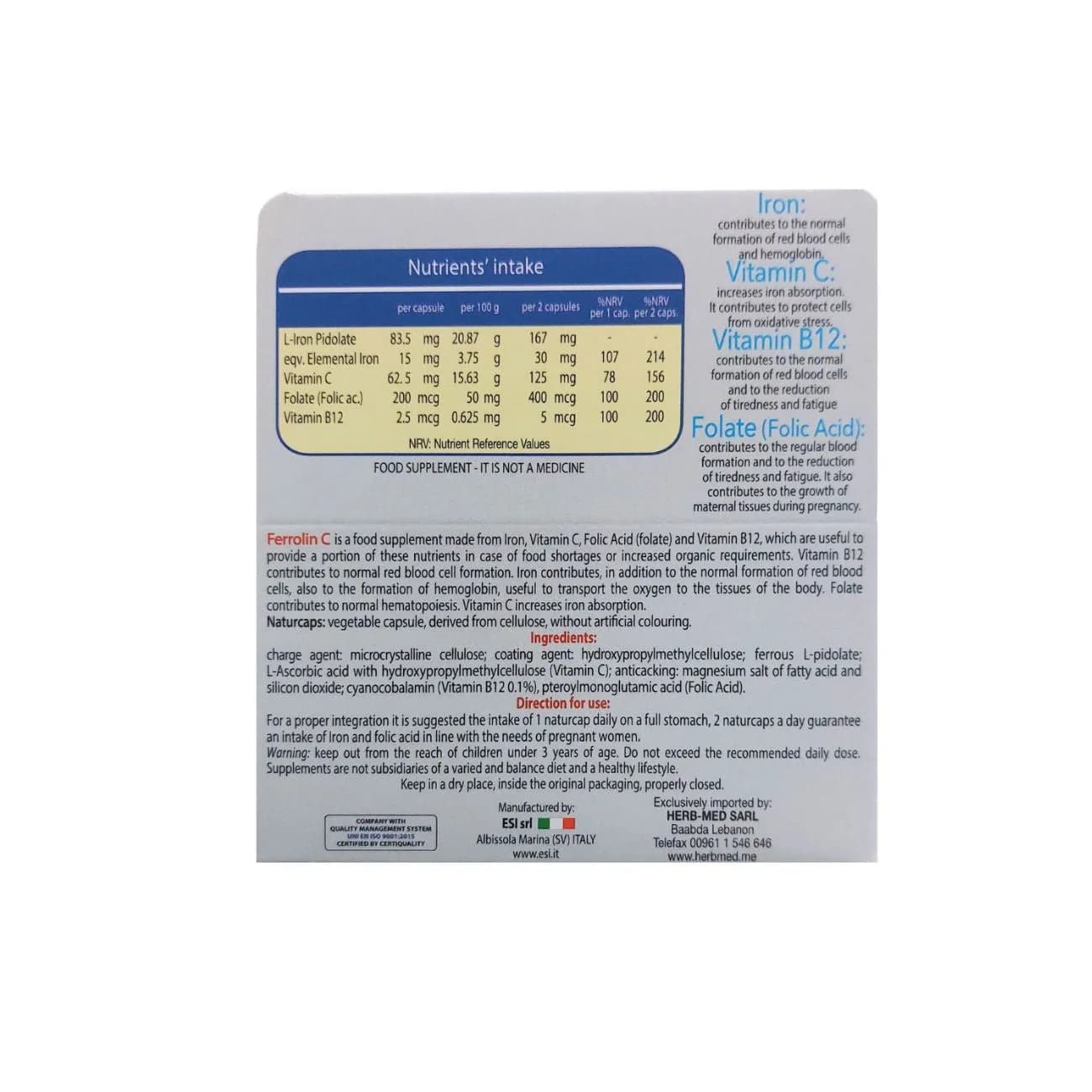 Ferrolin C 30 Capsules