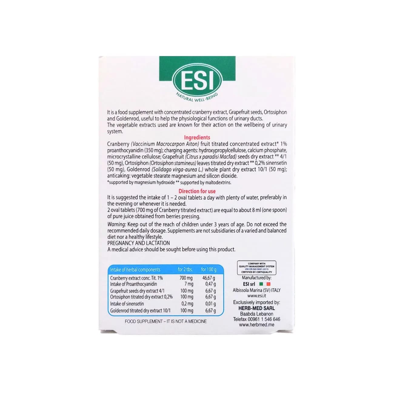 Nocyst Cranberry 700mg 30 Tablets