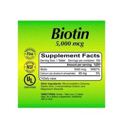 Alfa Biotin 5000mcg 100 Tablets