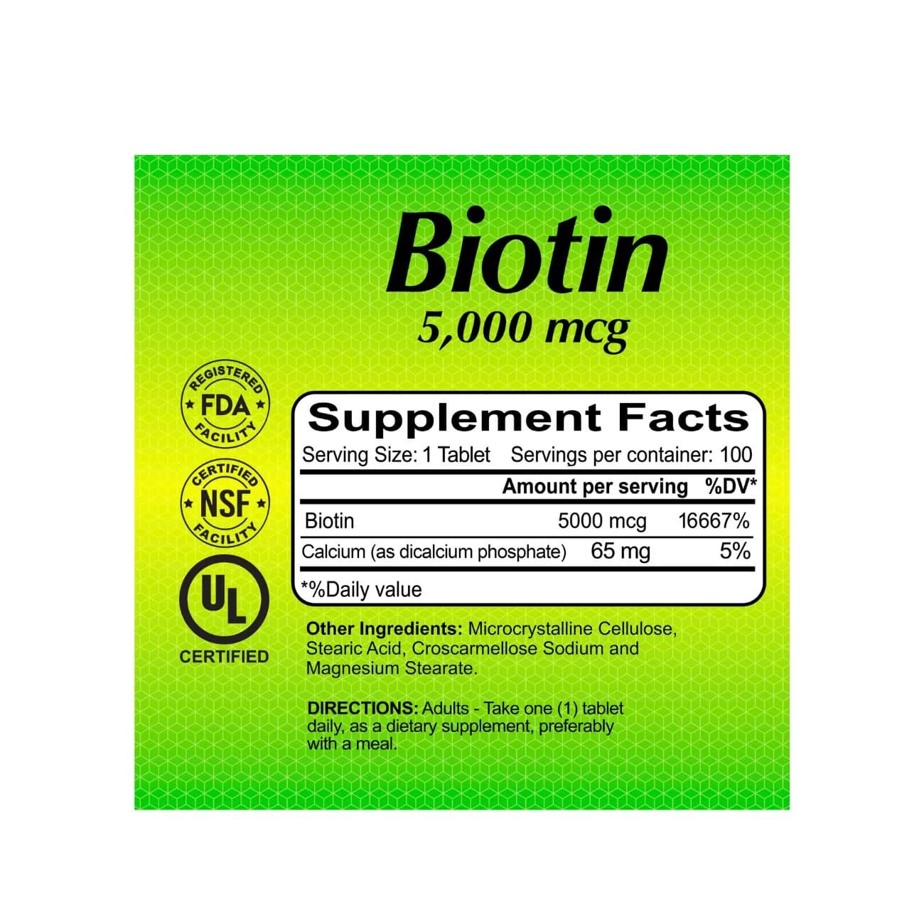 Alfa Biotin 5000mcg 100 Tablets