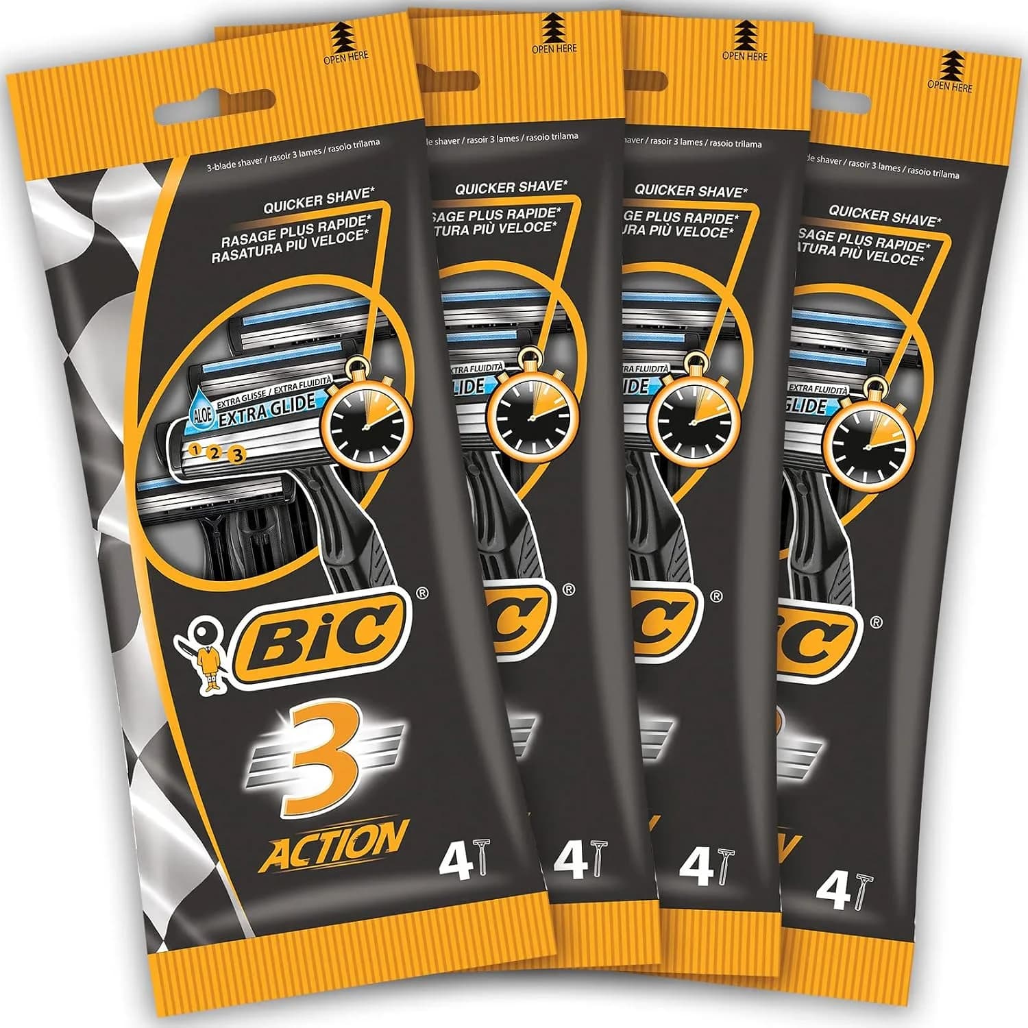 Bic 3 Action Razors Pack 8+4 Free