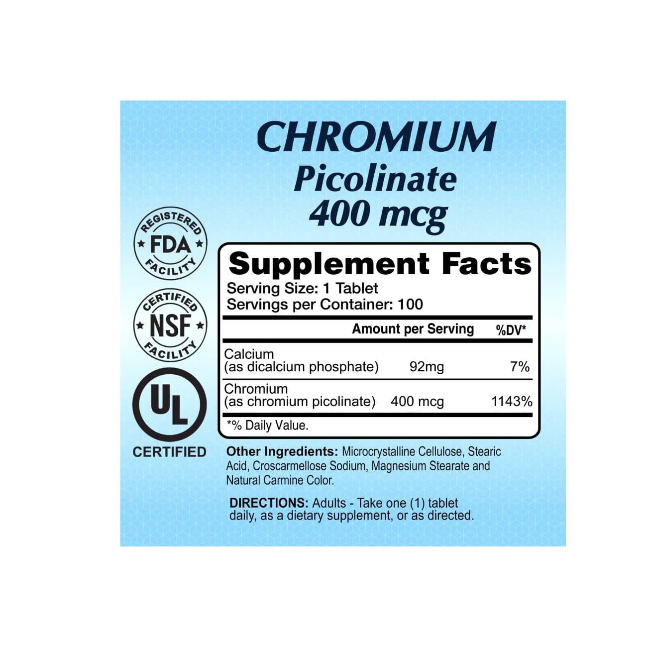 Alfa Chromium Picolinate 400 mcg 100 Tablets