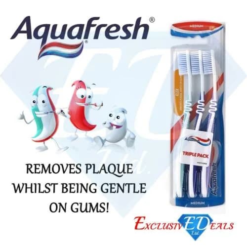 Aquafresh Clean and Flex Medium Toothbrush 3-Pack