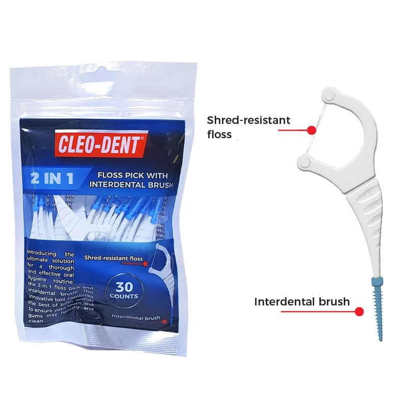 Cleo Dent 2-in-1 Floss Pick + Interdental