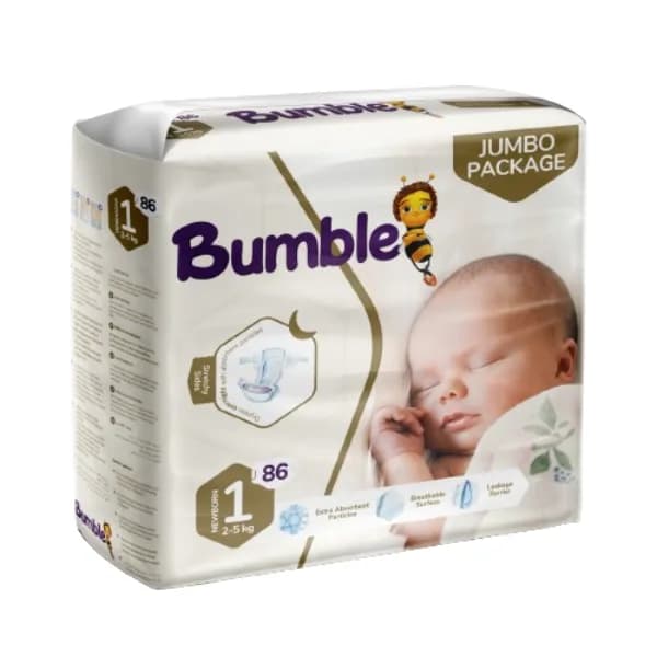 Bumble Diapers Size 1, 2-5 kg (86 pcs)