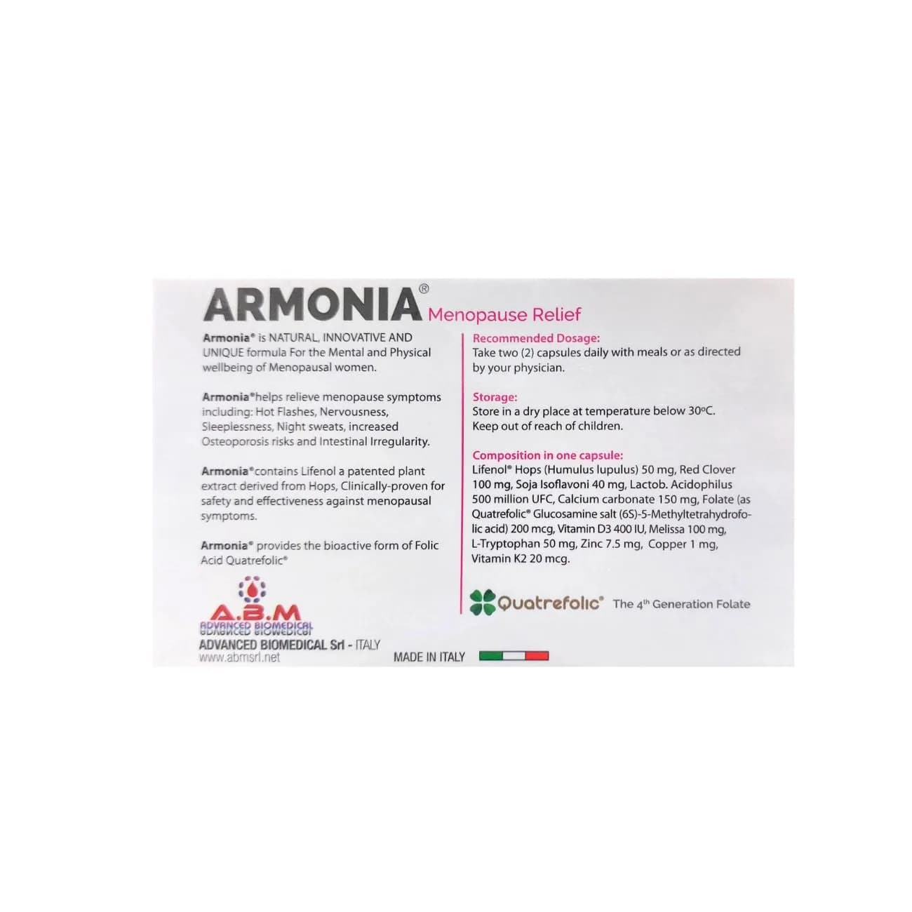 Armonia Menopause Relief 30 Capsules