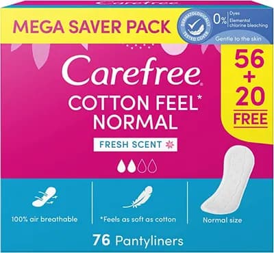 Carefree Cotton Fresh Pantyliners 56's + 20 Free