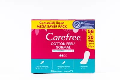 Carefree Cotton Fresh Pantyliners 56's + 20 Free