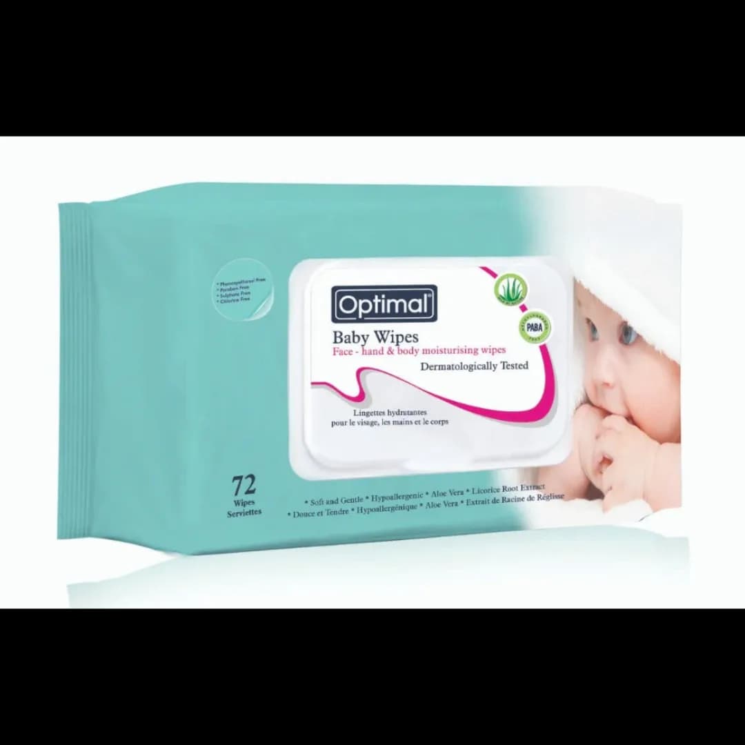 Optimal Baby Wipes Face Hand Body Moisturising 72 pcs