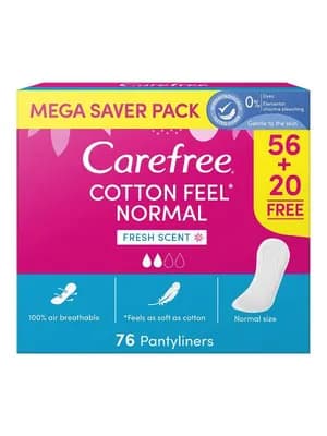 Carefree Cotton Fresh Pantyliners 56's + 20 Free